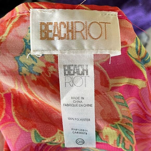 Beach Riot Women Size OS Melanie Pink Floral Miami Peony Sarong Wrap Coverup - Picture 10 of 10